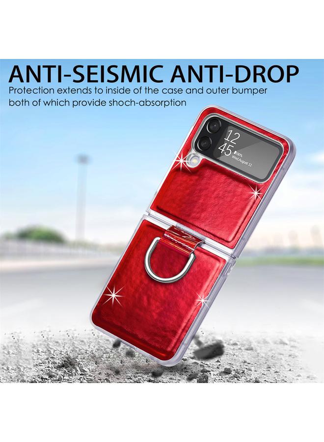 S-TOP Case For Samsung Galaxy Z Flip4 Laser Skin Color Changing PC Phone Case with Ring - Image 5