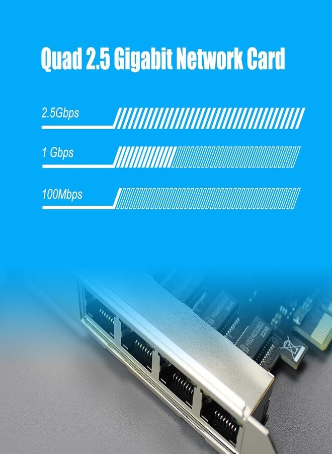 جلوتريندز بطاقة شبكة GLOTRENDS LE8445 رباعية المنافذ بسرعة 2.5 جيجابت PCIe لأجهزة الكمبيوتر المكتبية، منفذ إيثرنت جيجابت RJ45 LAN بسرعة 2500/1000/100 ميجابت في الثانية، واجهة PCIe X4، حامل عادي ومنخفض الارتفاع - Image 2