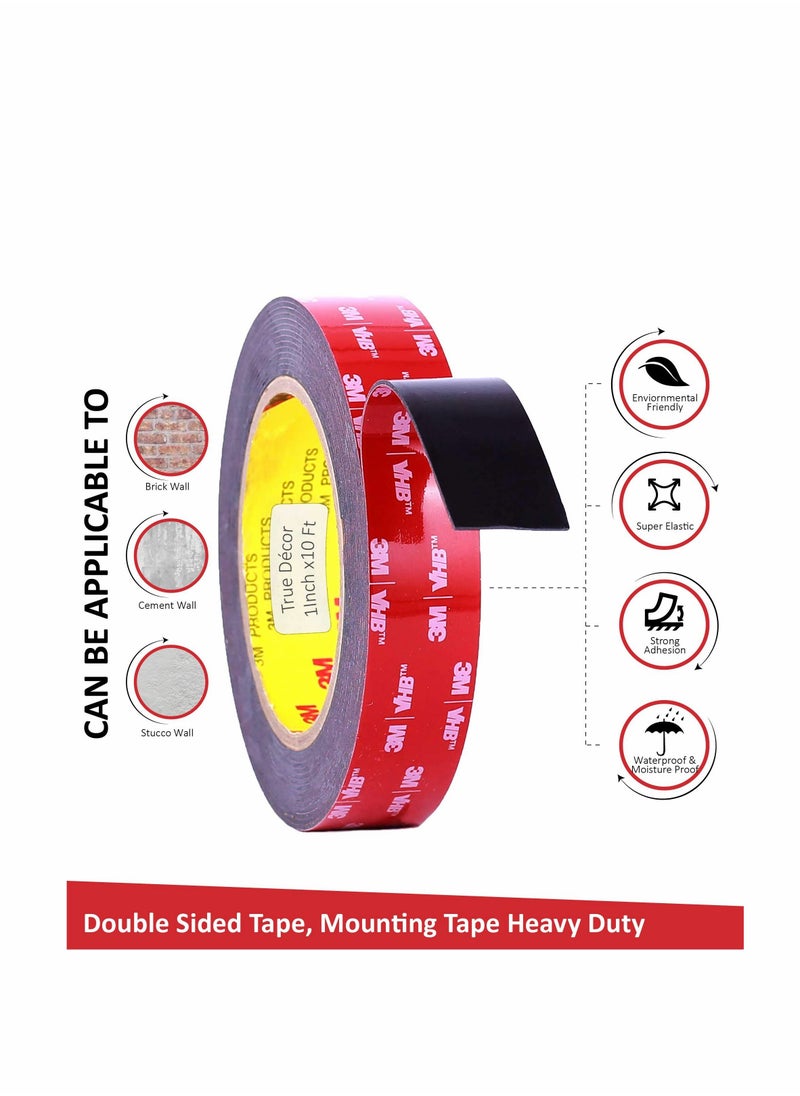 Y&D Double Sided 3M Adhesive Tape,1 inch Width x 9 FT Length, VHB Heavy Duty Mounting Tape, Waterproof Foam for Home Decor, Office Décor, by True 1 in. X Ft.  - Image 2