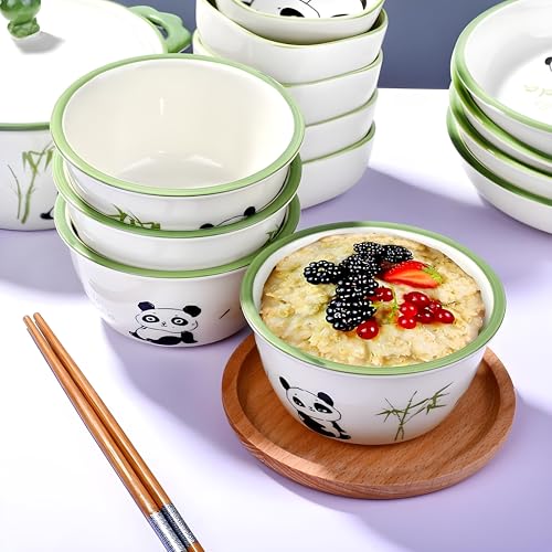 ONICORN Ceramic Porcelain Bowl Set for Oatmeal, Salad, Dessert, Fruit, Rice, Snack, Panda Theme Bowlset, Dishwasher & Microwave Safe with Gift Box (Panda Theme, Pack of 2) - Image 5