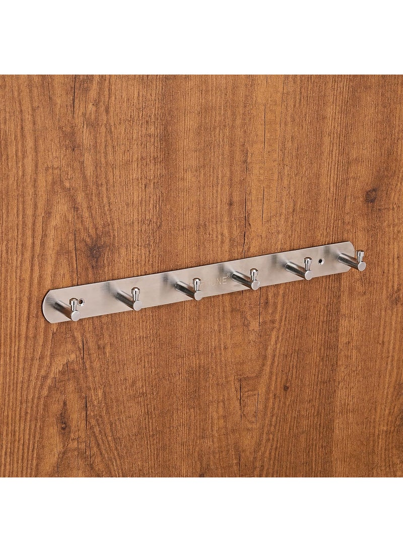 Fortune FORTUNE Pure Stainless Steel Wall Mounted Hook Rail Bar 6 Hooks  - Image 1