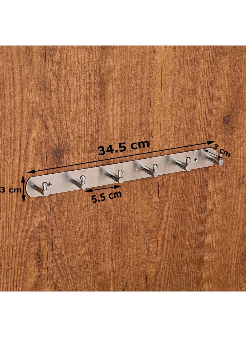 Fortune FORTUNE Pure Stainless Steel Wall Mounted Hook Rail Bar 6 Hooks  - Image 4