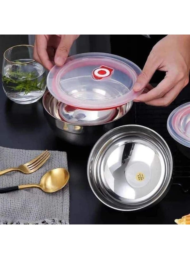 Pure Stainless Steel Refrigerator Storage Set – 3 Pieces with Airtight Lids and Steam Vent – Keeps Food Hot or Cold - Image 2