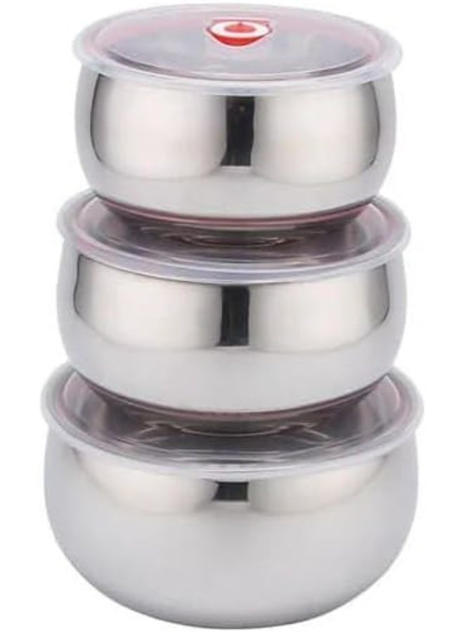 Pure Stainless Steel Refrigerator Storage Set – 3 Pieces with Airtight Lids and Steam Vent – Keeps Food Hot or Cold - Image 4