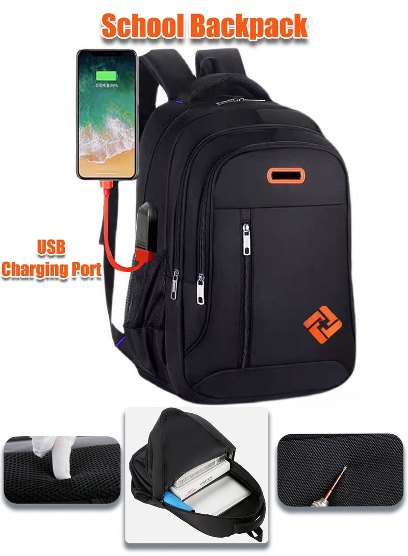 Lightweight schoolbags,Fits 16-Inch Laptop Backpack, Water-Resistant Travel & Business Backpack with USB Charging Port, Anti-Theft College Bag, Extra-Large Carry-On School Backpack for Men, Work, University, Weekend & Daily Use  - Image 1