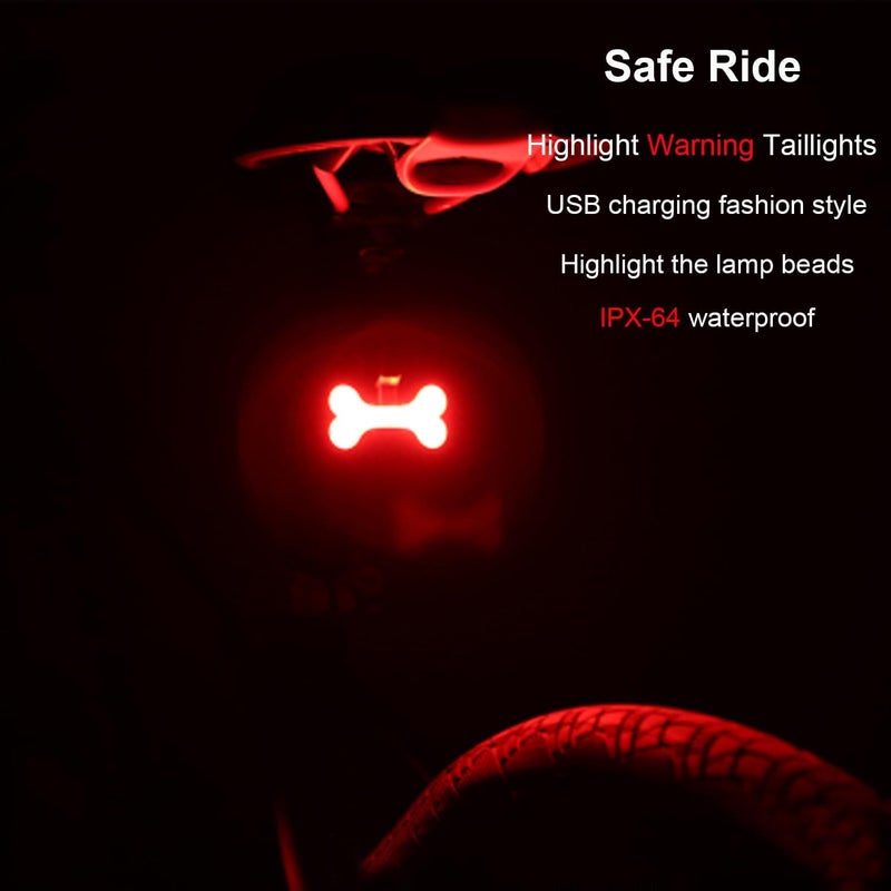 AaiLucky Rechargeable Bike Tail Light, LED Bicycle Rear Light for Night Riding, Bright Girls Heart Shape Bike Taillight, Cycling Warning Light for Adults Kids Women, 5 Lighting Mode & Waterproof - Image 3