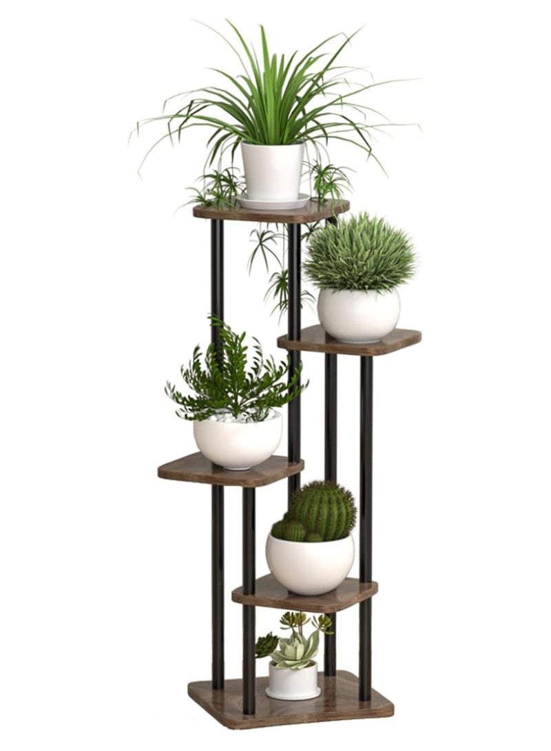 NANAO حامل نباتات داخلي 5 طبقات رف معدني طويل للزاوية لعدة نباتات، رف نباتات مناسب للحديقة، الشرفة، غرفة المعيشة، غرفة النوم (أسود) - Image 1