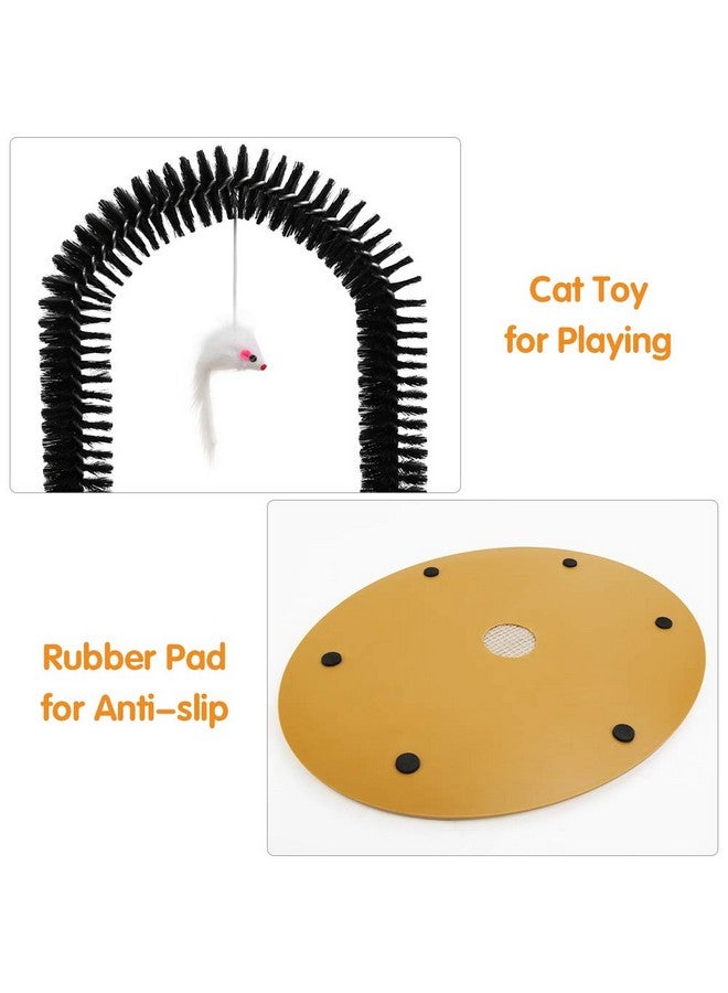 SSAWcasa Cat Scratcher, Cat Brushes for Indoor Cats, Cat Arch Self Groomer Scratching Board Scratch Pad, Cat Hair Brush for Shedding, Cat Face Head Self Grooming Brush Post for Deshedding w/Cute Kitten Toy - Image 3