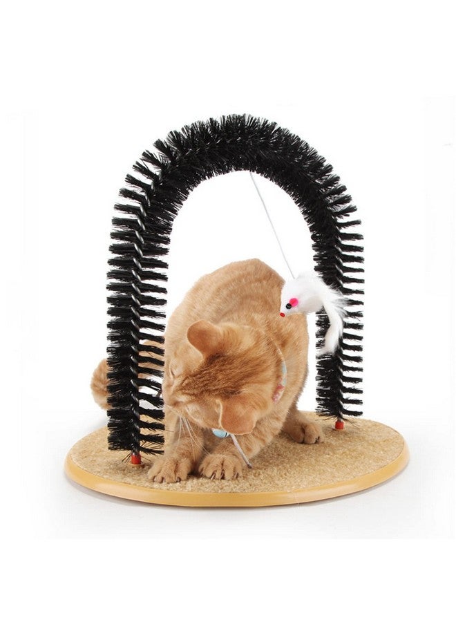 SSAWcasa Cat Scratcher, Cat Brushes for Indoor Cats, Cat Arch Self Groomer Scratching Board Scratch Pad, Cat Hair Brush for Shedding, Cat Face Head Self Grooming Brush Post for Deshedding w/Cute Kitten Toy - Image 1