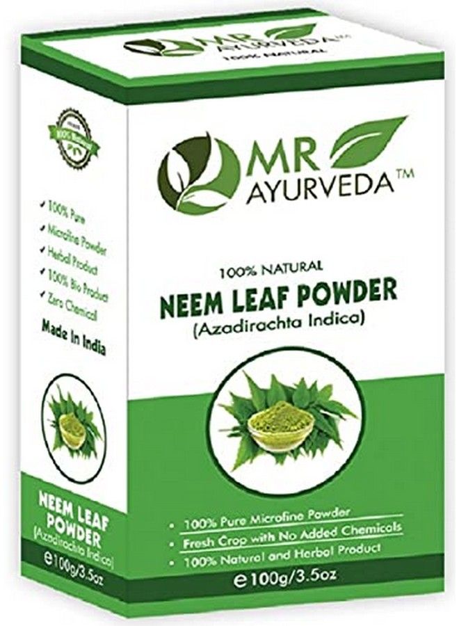 MR Ayurveda مسحوق النيم النقي العضوي بنسبة 100% | مسحوق النيم لقناع الوجه | مسحوق النيم للبشرة | مسحوق النيم للشعر | مسحوق النيم للوجه 100 جرام - Image 1