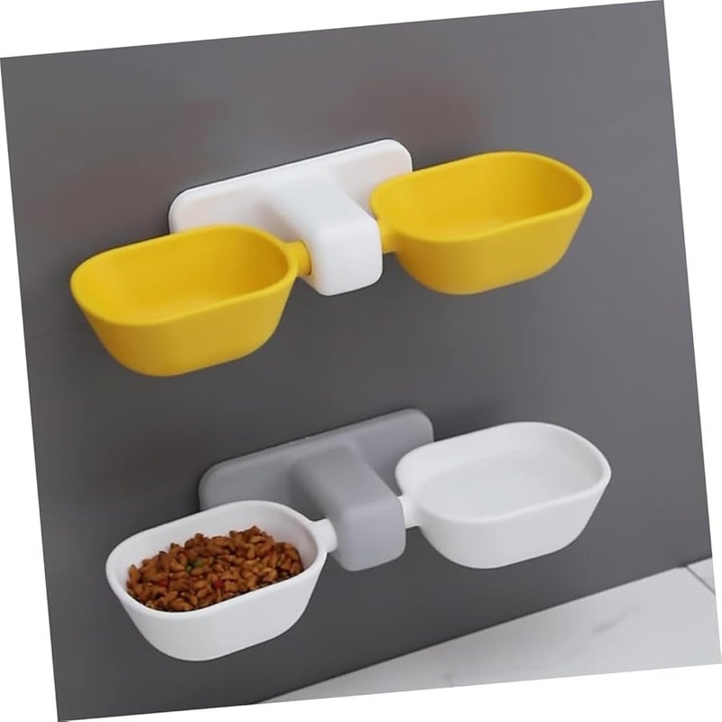 وعاء طعام وشراب القطط المرتفع مجموعة معلقة على الحائط مغذي مزدوج - Image 5