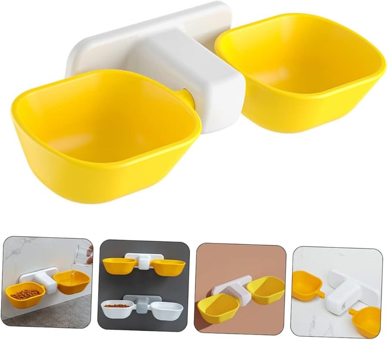 وعاء طعام وشراب القطط المرتفع مجموعة معلقة على الحائط مغذي مزدوج - Image 3