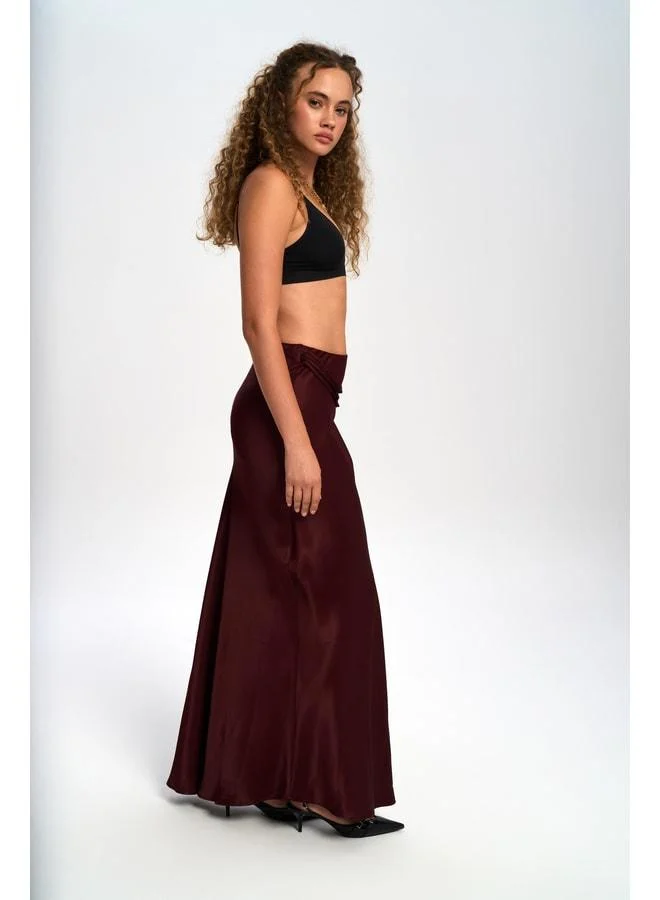 Bohemai  Muirnas Hanging Detail Maroon Long Satin Skirt. for Women | Best Price UAE
