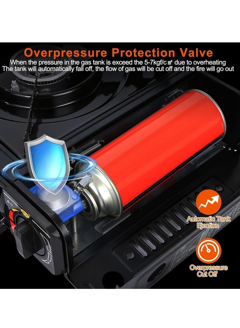 ARGT 3300W Portable Camping Stove – Dual Fuel Butane & Propane Burner, Piezo Ignition, Safety Cut-Off, Automatic Tank Ejection, Carry Case – Ideal for Camping, Hiking & Outdoor Cooking, 8000BTU - Image 5