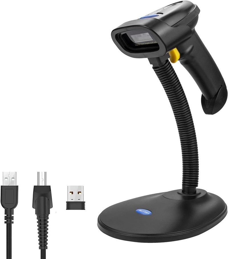 Various fittings Bluetooth Barcode Scanner NT-1228BC / NT-1228BL with Stand (Yellow - 2D QR Barcode Scanner) Fade proof - Image 1