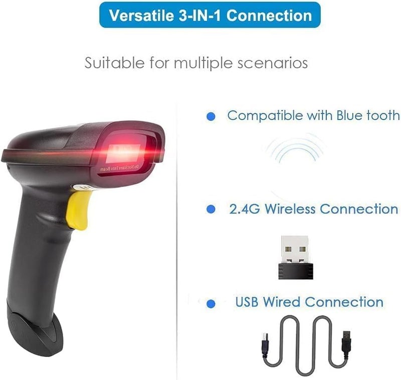 Various fittings Bluetooth Barcode Scanner NT-1228BC / NT-1228BL with Stand (Yellow - 2D QR Barcode Scanner) Fade proof - Image 5