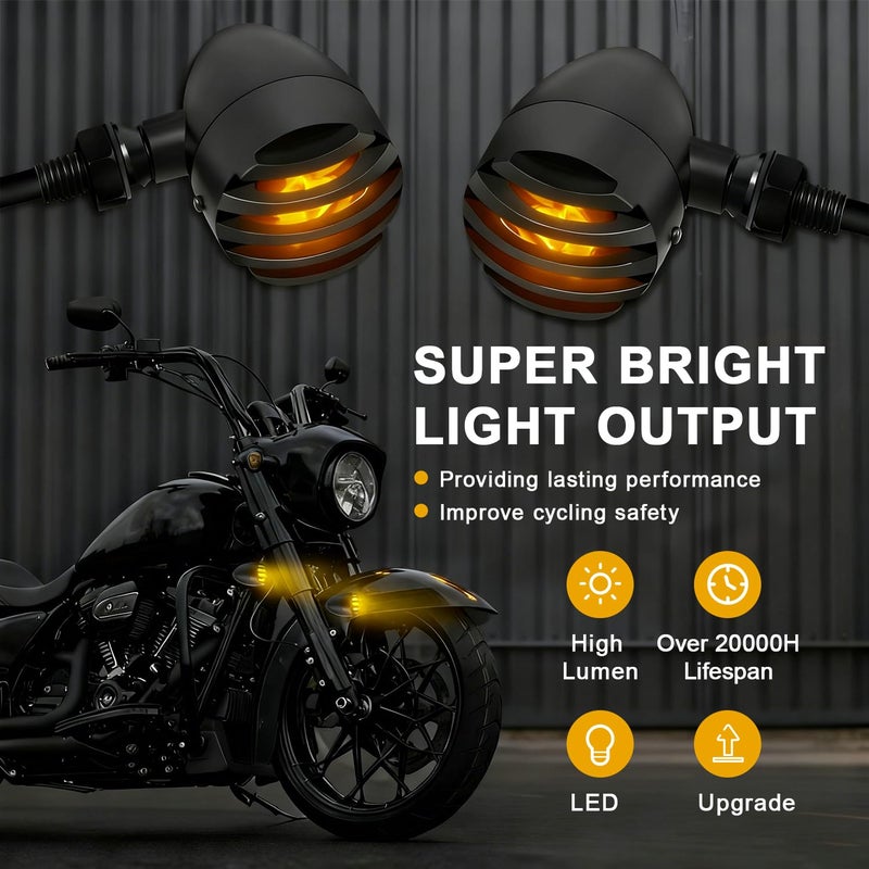 X XINDELL XINDELL LED Motorcycle Turn Signals - 2 Pack Universal Bullet Blinkers for Harley Davidson, Yamaha R3, Honda Shadow, and Cruisers, 3-Wire Rear Mount Signal Lights Kit for Motorcycles, Bobbers, Bikes - Image 4