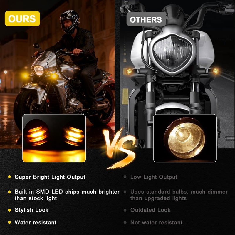 X XINDELL XINDELL LED Motorcycle Turn Signals - 2 Pack Universal Bullet Blinkers for Harley Davidson, Yamaha R3, Honda Shadow, and Cruisers, 3-Wire Rear Mount Signal Lights Kit for Motorcycles, Bobbers, Bikes - Image 5