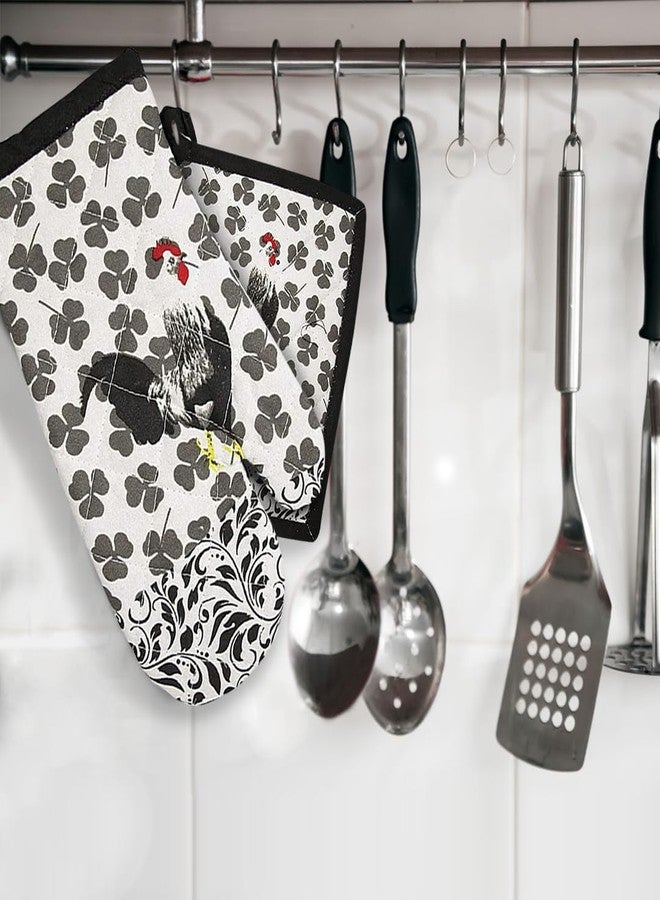 Jolitee Black & White Cotton Polyester Oven Mitts & Pot Holders Set (2-Piece) - Image 4