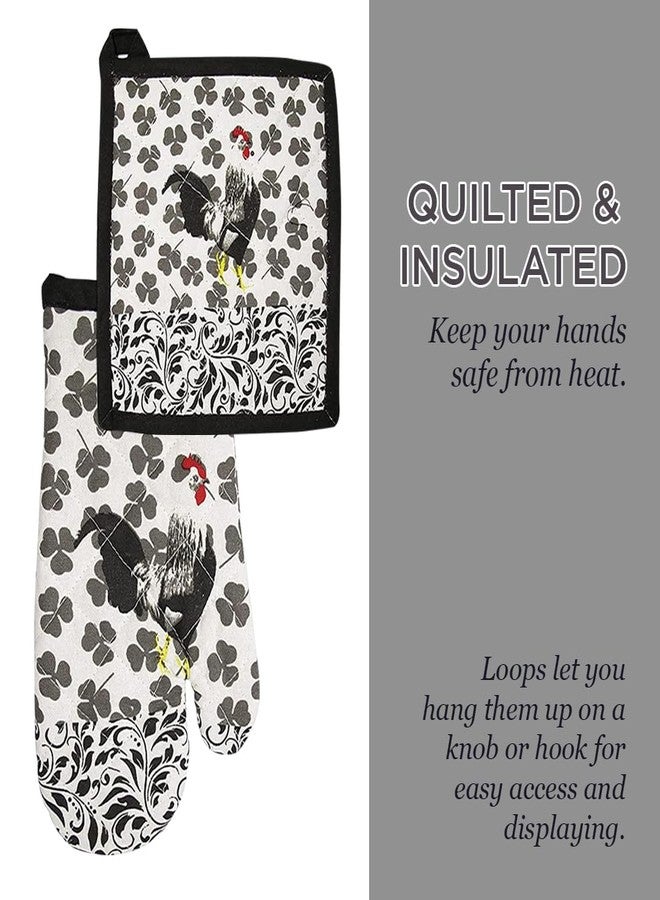 Jolitee Black & White Cotton Polyester Oven Mitts & Pot Holders Set (2-Piece) - Image 2