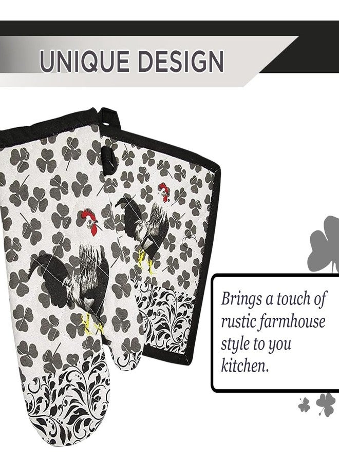 Jolitee Black & White Cotton Polyester Oven Mitts & Pot Holders Set (2-Piece) - Image 3