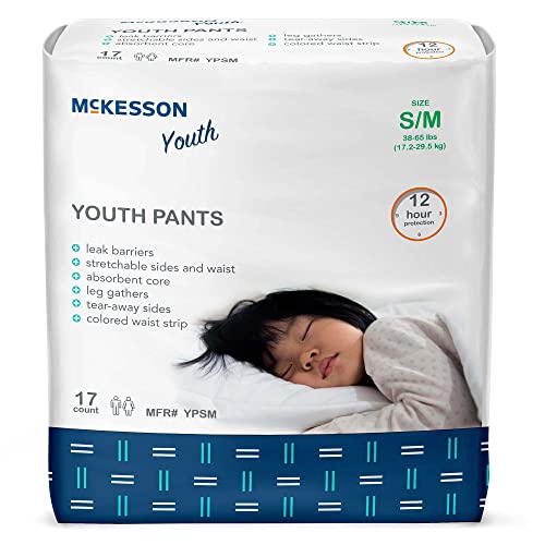 McKesson Youth Training Pants 68 Count Overnight Disposable Pull Up Diapers SmallMedium 3865 lbs Absorbent 12 Hour Leak Protection with Leg Gathers and TearAway Sides for Boys or Girls