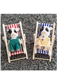 KASTWAVE 2 pcs Mini Beach Chair Mini Wooden Chair Beach Chair Model Mini Foldable Beach Chair Mini Furniture Accessories with Red Blue Stripe for Dollhouse Garden Accessory  - Image 3