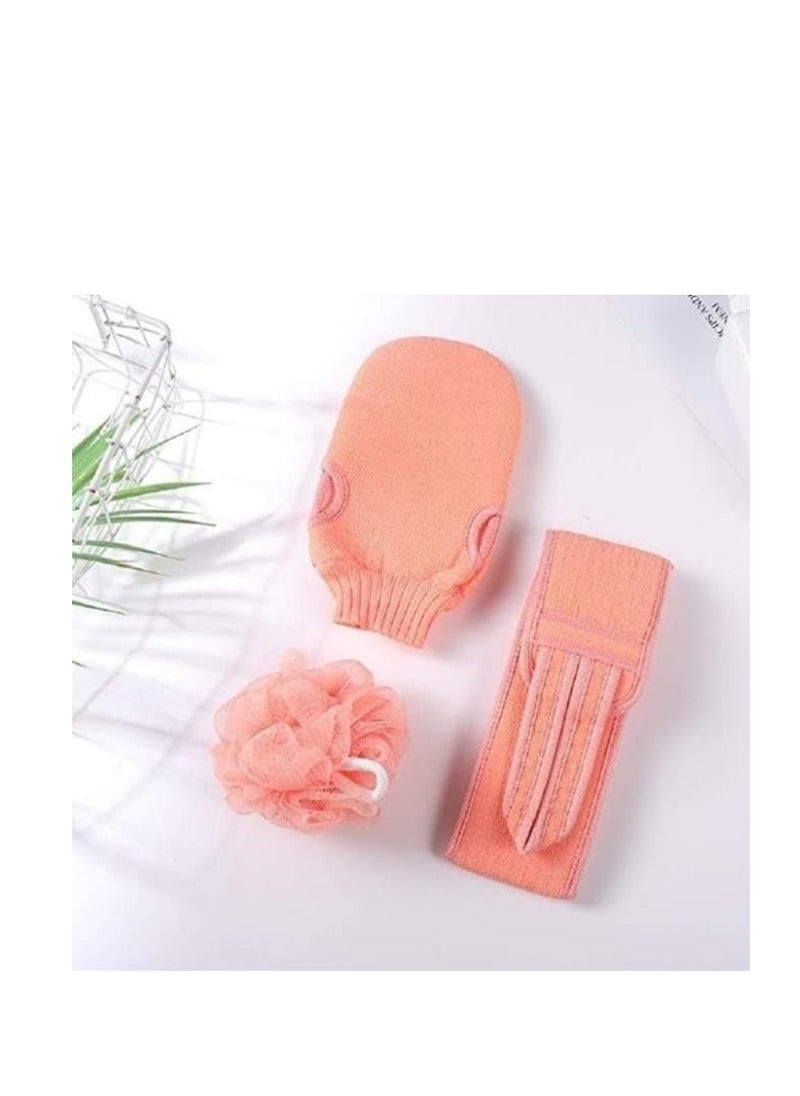 Generic - 3-piece loofah set with a long loofah cover, a Moroccan loofah, and a small, soft, multi-colored loofah - Image 1