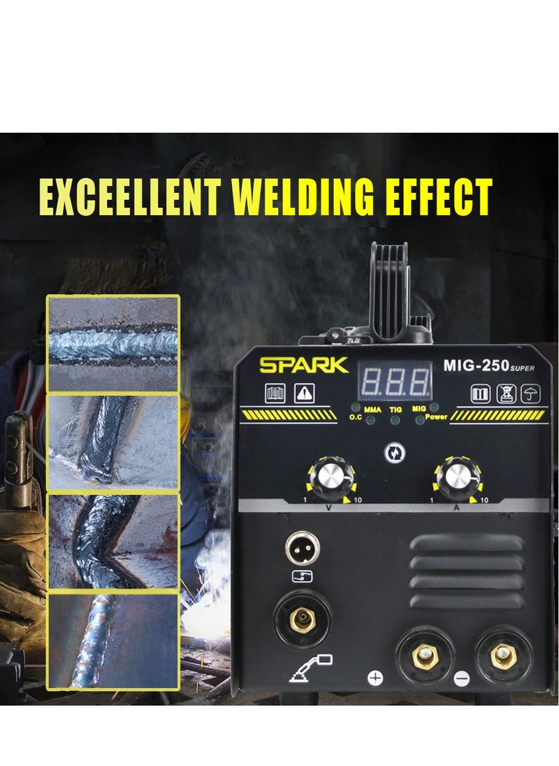 Spark 3 in 1 MMA/MIG/TIG Welding Machine 220V 20-250A Portable Inverter Welder with Gasless Arc Welding, 0.6-1mm Wire Compatibility, IP21S Dustproof, Digital Display Dubai Stock  - Image 2