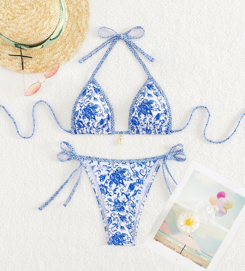 Tainehs Women's Sexy Halter Bikini Set Triangle Top String Swimwear Two Piece Swimsuits Cheeky Bathing Suit - Image 4