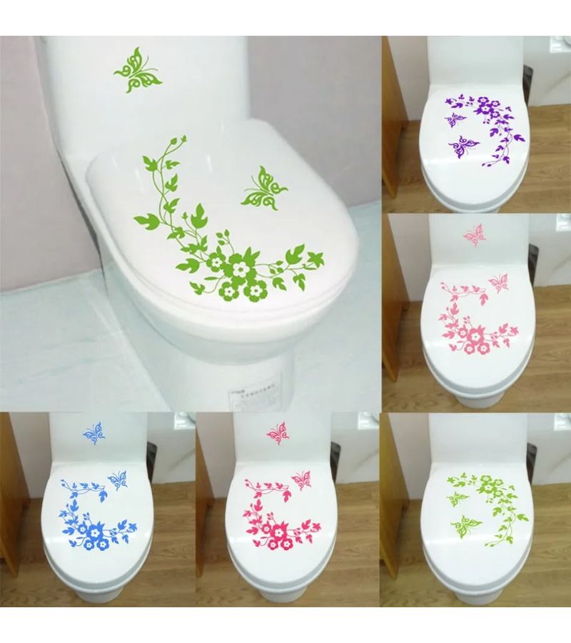 Butterfly And Flower Wall Decals 1 Pcs Random Color For Bathroom Home Decor - Image 1
