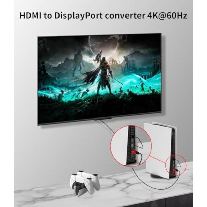 HDMI to DisplayPort Adapter, 4K@60Hz, 1080p@120Hz, HDMI to DP Converter, Male to Female, Compatible with PC, GPU, Laptop, AMD, NVIDIA, PS5, Xbox, Graphics Card, Aluminium case - Image 2
