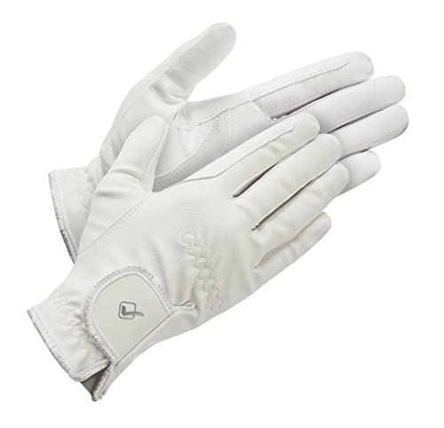 LeMieux Unisex Classic Riding Gloves Synthetic Leather Breathable Anti Slip Small White - Image 1