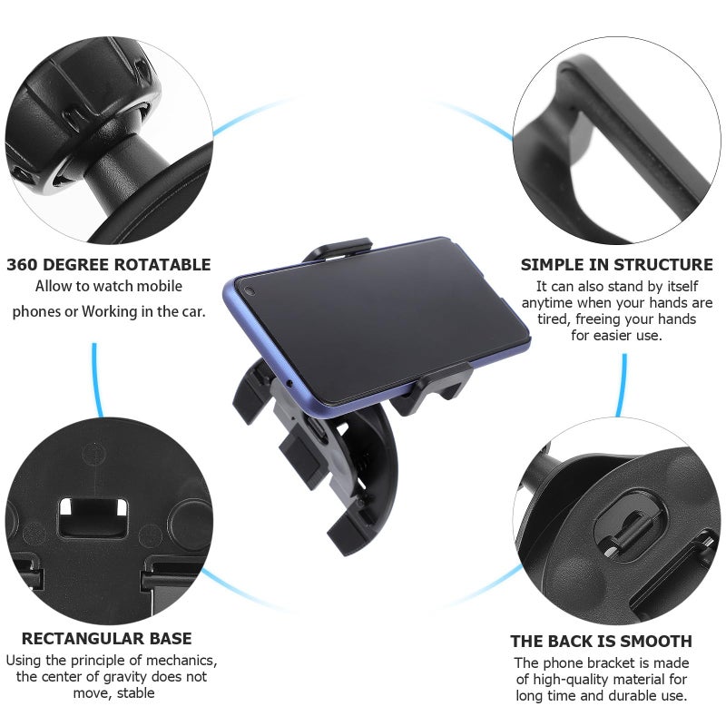 CD Slot Car Phone Holder 360 Degree Rotatable Black Universal Vehicle Mount - Image 4