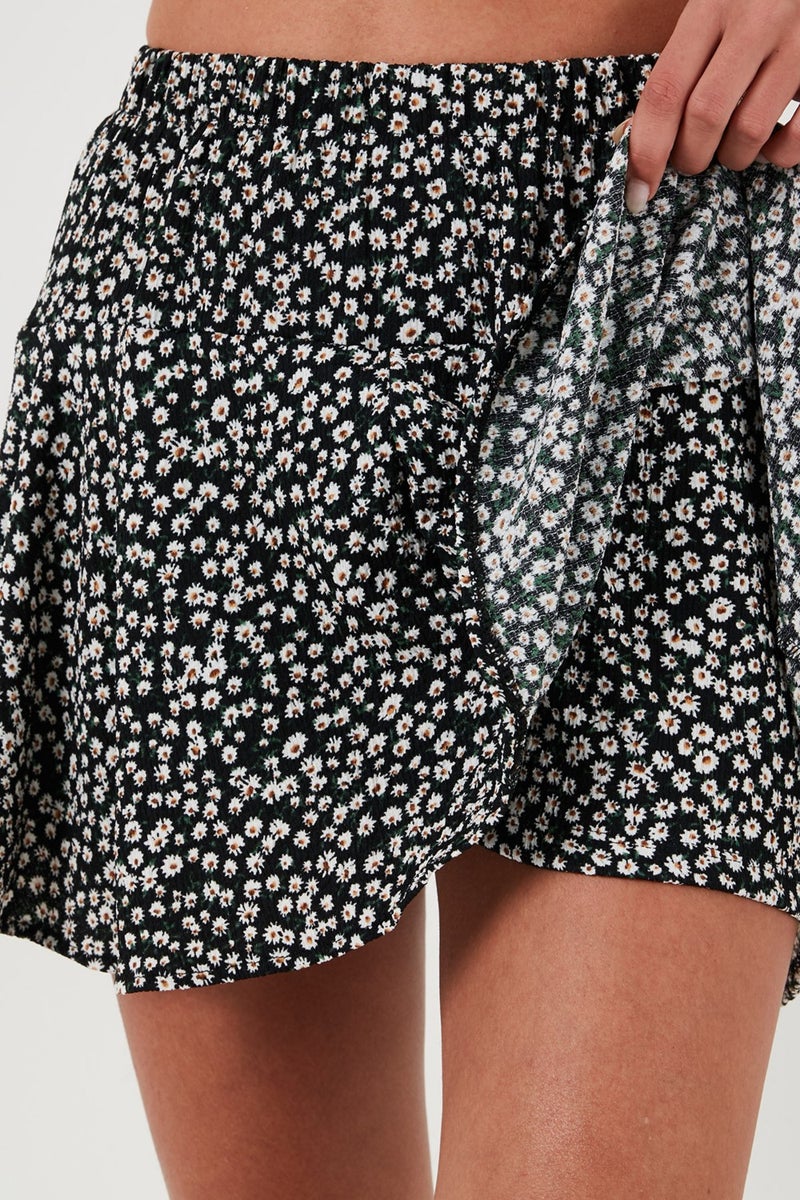 Lela Patterned Elastic Waist Mini Short Skirt Women's Short Skirt 5865118  - Image 3