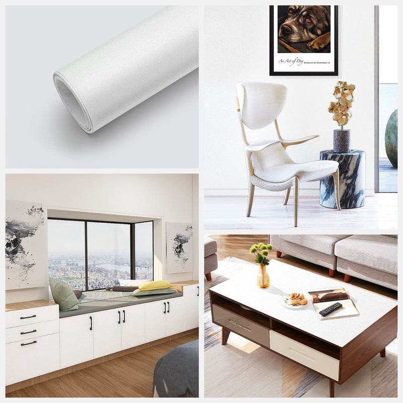 seonta 16"x78.7" Matte White Wallpaper Peel and Stick Contact Paper Self Adhesive Removable Warpping Decorative Vinyl Film Waterproof Wall Paper for Walls Countertop Cabinets Furniture - Image 5