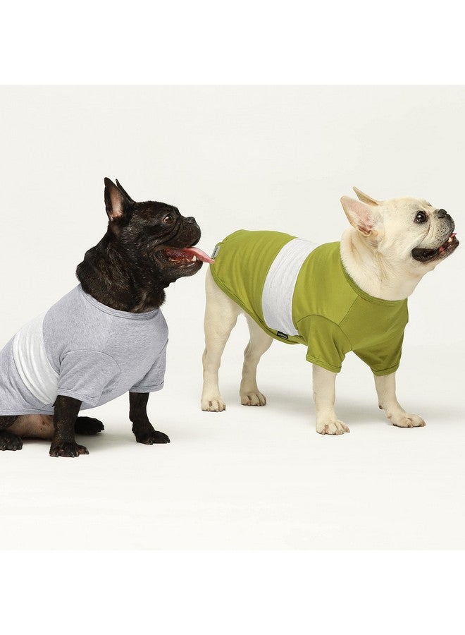 فيت وورم 3 قطع من قميص الكلاب المخطط بألوان متعددة، ملابس صيفية للكلاب الصغيرة، تي شيرت خفيف الوزن قابل للتنفس للحيوانات الأليفة بأكمام، ملابس قطط، أخضر أوليفر، رمادي، أسود، كبير - Image 2