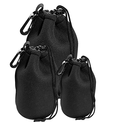 MOGALY Lens Pouch Set 3Pack Replacement Compatible for Canon, Nikon, Sony, Pentax, Olympus (Small, Medium, Large) - Image 1