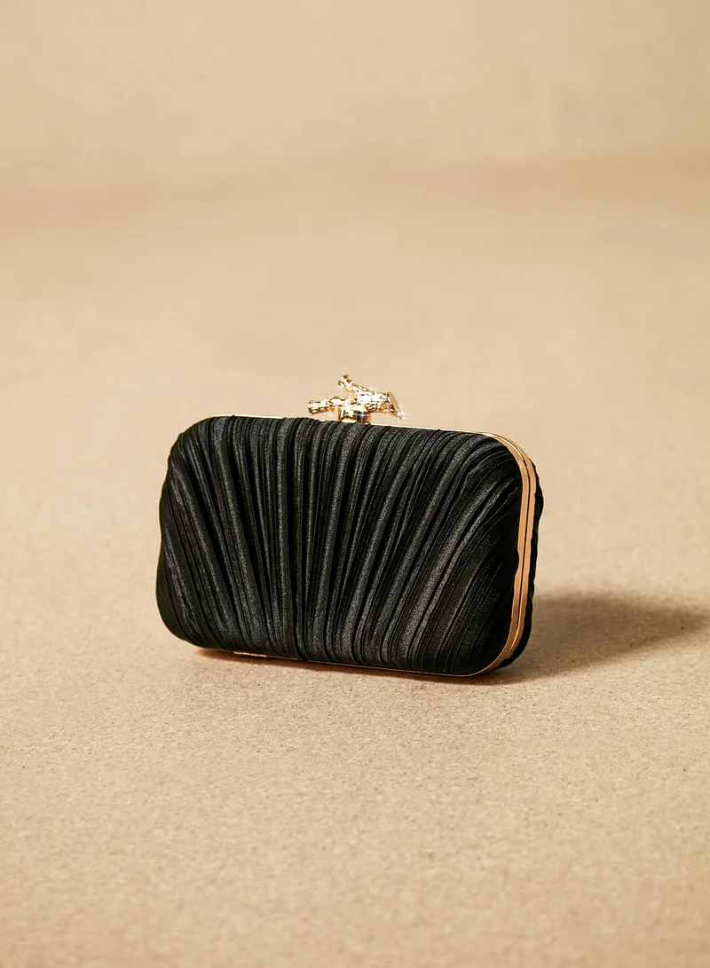 Sunfere Branch Clasp Texture Clutch