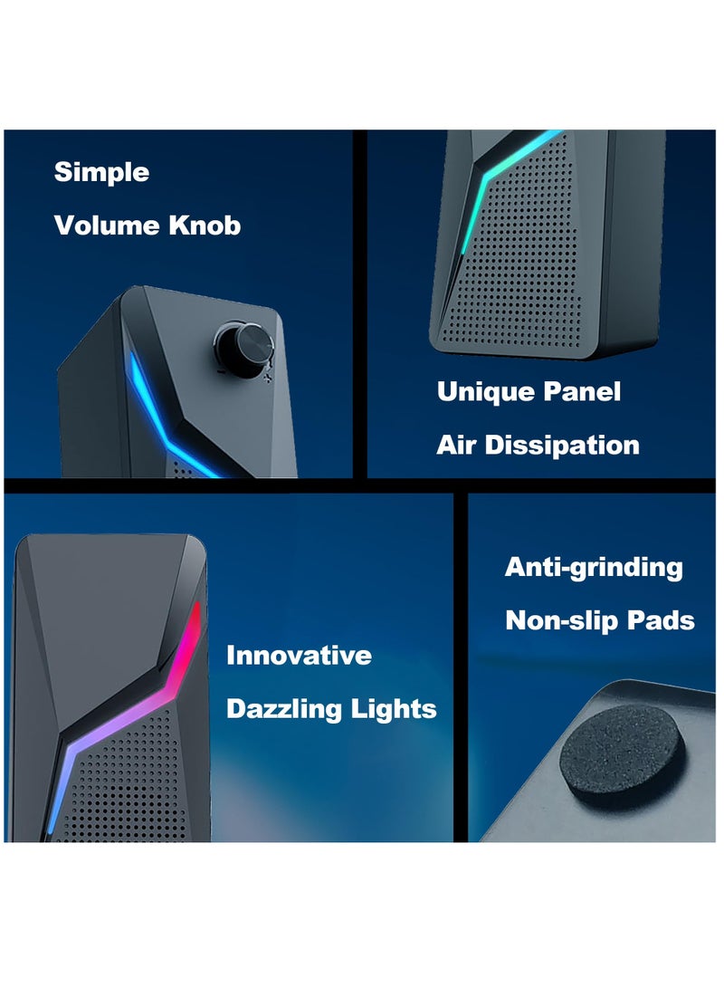 USB Powered Stereo Speakers for PC and Gaming with Enhanced Bass and Volume Control for Laptops Tablets and Phones  - Image 3