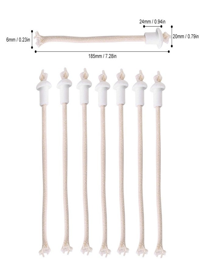 Estink Pack of 7 Oil Lamps Wicks with Ceramic Holders, Cotton Replacement Wick for Alcohol Lamp Kerosene Oil Lantern Candle Wine Bottle Garden Torch - Image 2