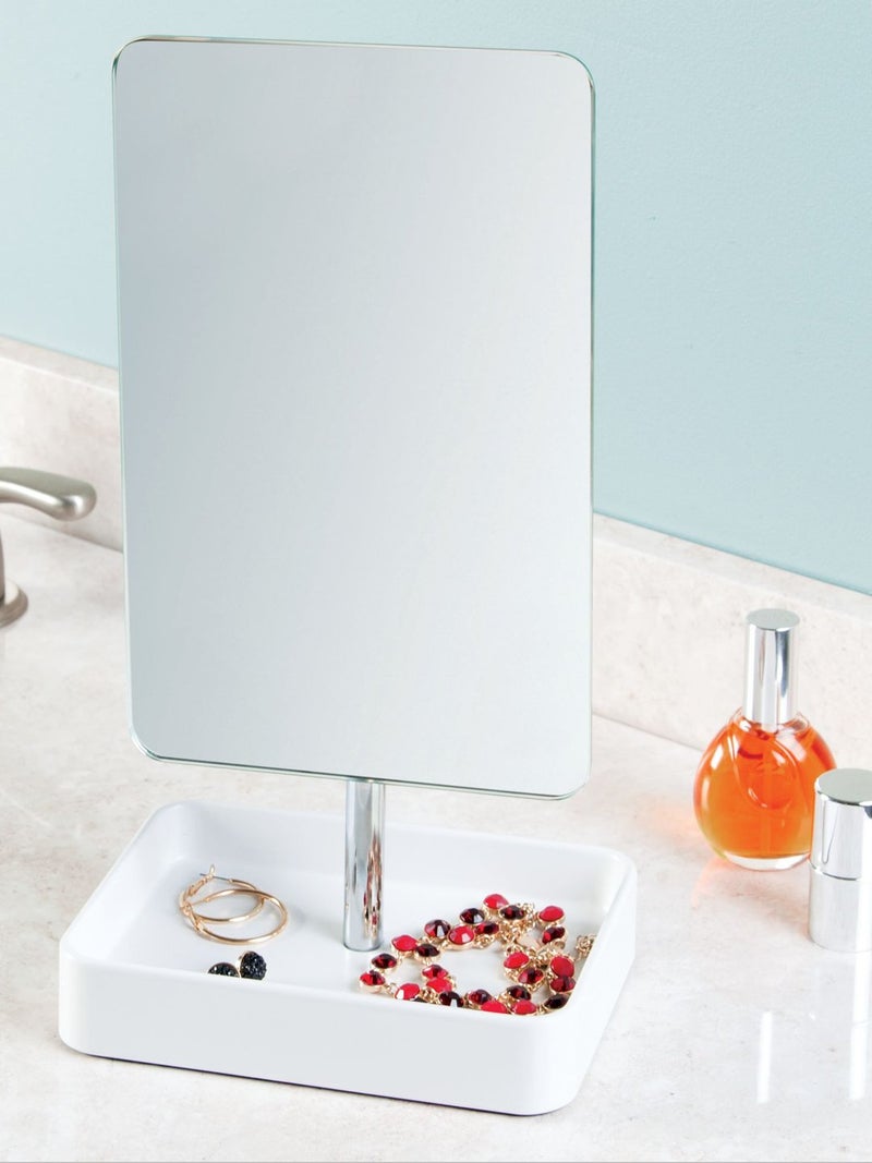 Interdesign Gia Free Standing Vanity Makeup Mirror for Bathroom Countertops  WhiteChrome - Image 1