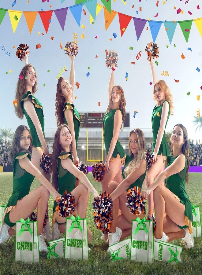 Sunnymove 24 Pcs Cheer Clear Plastic Gift Bags with Handles 10 x 7 x 3.1 Inch Reusable Clear Goodie Snack Treat Gift Bags with Ribbon for Cheerleader Teammates Sport Party Supplies (Green Cheer - Image 5