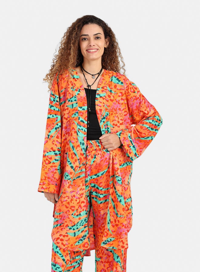 Carina Printed Cardigan with Side Slits - Image 1