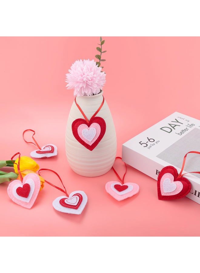 HSONAIGEE 24 Pieces Valentines Felt Heart Hanging Ornaments, Small Felt Baubles Heart Hanging Decorations for Valentines' Day Home Wedding Party Decor - Image 5