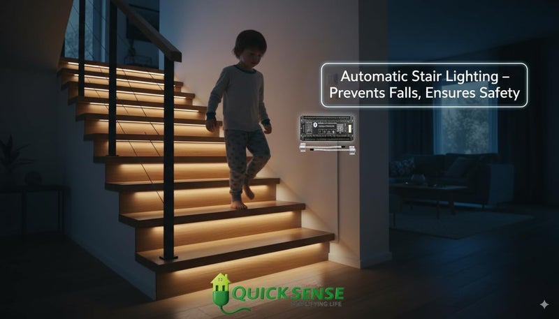 Quick Sense | Motion Sensor Staircase Lighting Controller | 12V/24V LED Strip Light Dimmer | 300W APP Bluetooth Control | PIR Motion Activated Step Light System | Pack of 1 - Image 5
