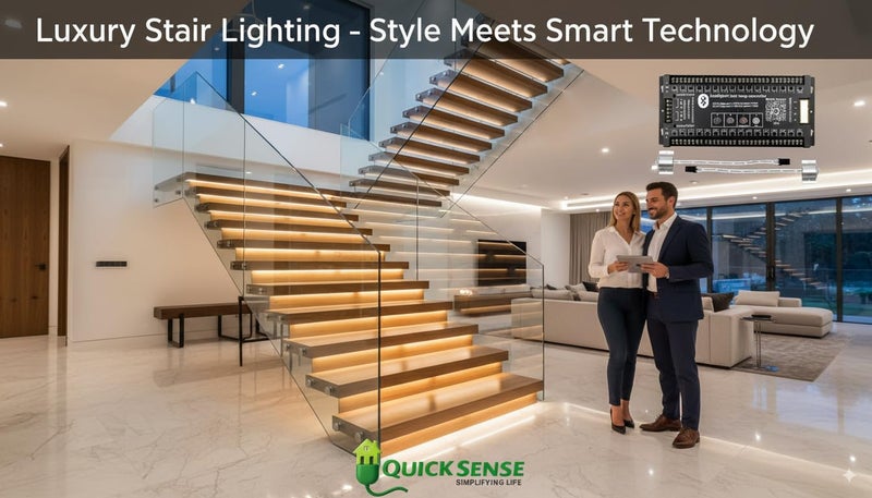 Quick Sense | Motion Sensor Staircase Lighting Controller | 12V/24V LED Strip Light Dimmer | 300W APP Bluetooth Control | PIR Motion Activated Step Light System | Pack of 1 - Image 2