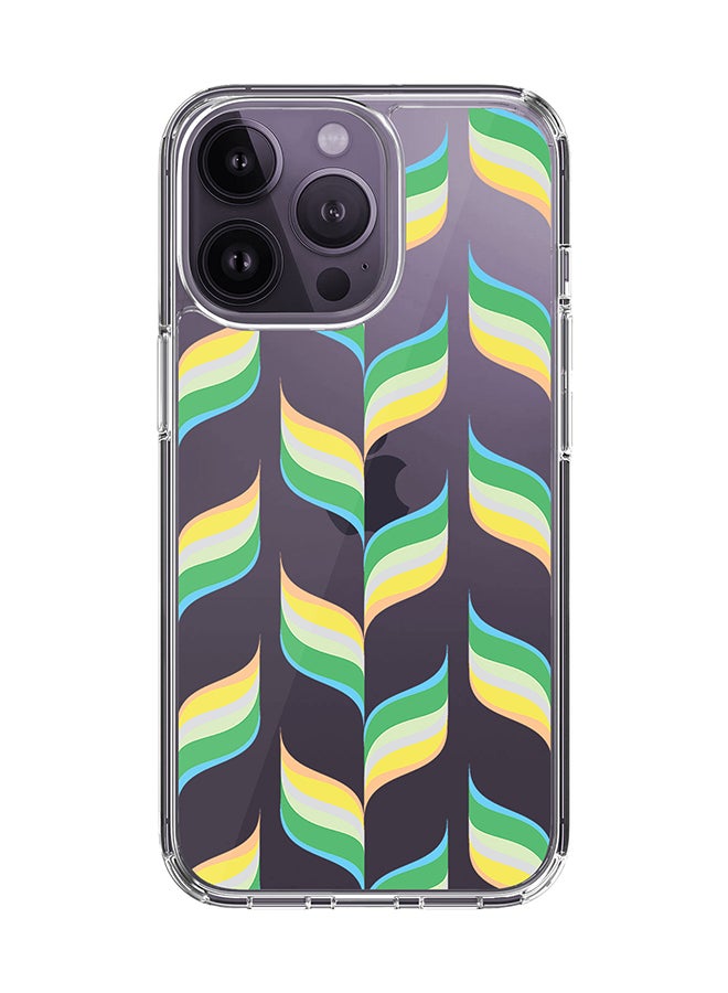 Stylizedd Classic Clear for Apple iPhone 14 Pro Case Hybrid Soft Cover Flexible Edges Anti Drop TPU PC Gel Thin Transparent Cover - Retro Leaves