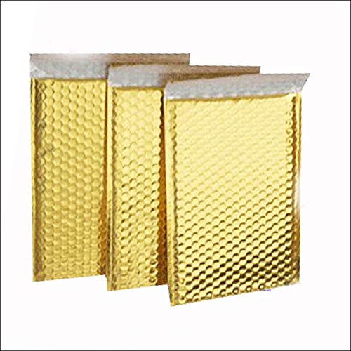 ProLine Packaging ProLine Glamour Metallic Gold Poly Bubble Mailers Envelopes Self Sealing Bags #000 4x8 Extra Wide (10) - Image 1