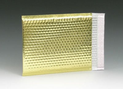 ProLine Packaging ProLine Glamour Metallic Gold Poly Bubble Mailers Envelopes Self Sealing Bags #000 4x8 Extra Wide (10) - Image 2